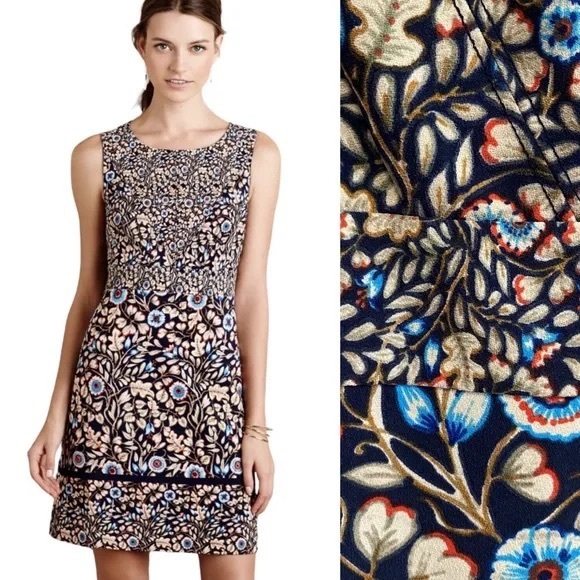Maeve Dresses & Skirts - Anthropologie Maeve Brindelle Shift Dress Navy Blue Floral Sleeveless
